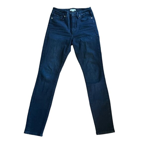 Good American Good Legs Cropped Jeans Blue Blue Dark Wash Skinny 6 28 - Picture 1 of 7
